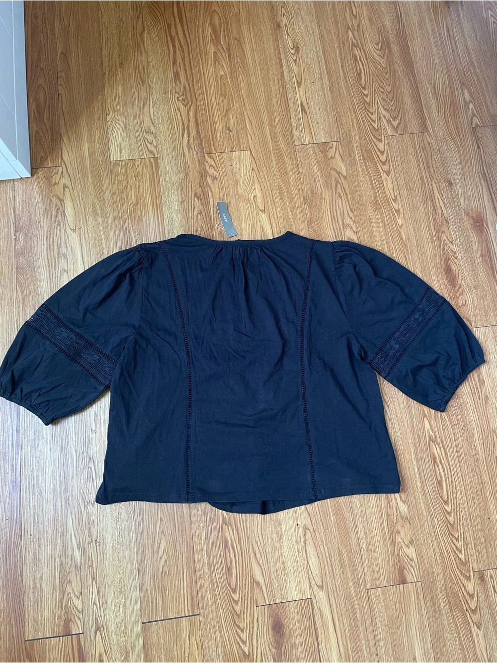 J. Crew Lace-trim puff-sleeve shirt in broken-in jersey